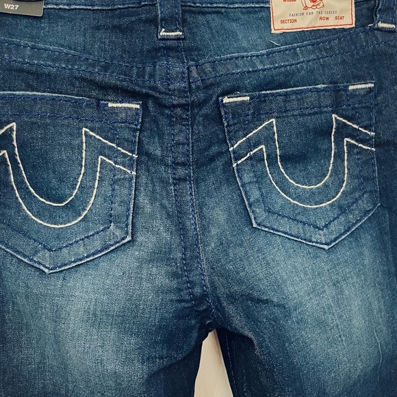 TRUE RELIGION- NWT Sz 27 RILEY MID-RISE BERMUDA Dark Wash Denim Jeans R- $159.00 - Picture 3 of 12